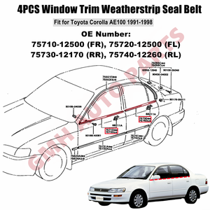 Para <span class=keywords><strong>Toyota</strong></span> <span class=keywords><strong>Corolla</strong></span> AE100 EE101 Sedán 4 Puertas 1991 1992 1993 1994 1995 1996 1997 <span class=keywords><strong>1998</strong></span> Burlete Cromado Negro para Ventanilla - Product Image 2