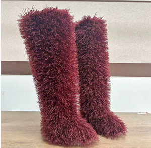 נשים באיכות גבוהה שטוח עקב על הברך מטושטשת פרווה פרווה שלג bootsy bootsofsoft ברך ירך גבוה הבוהן mongolian פרווה מגפיים פרווה - Product Image 5