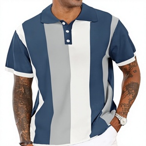Camisas Polo Casuales para Hombre al por Mayor, Personalizadas OEM, Estilo Vintage a Rayas, Cuello de Golf, 50% Algodón/50% Poliéster, 220 GSM - Product Image 6