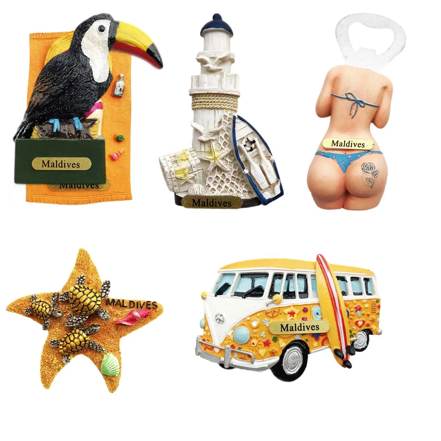 Personalizzato 3D Polyresin tema spiaggia magnete del frigorifero prezzo di fabbrica delle maldive Ocean Beach serie Souvenir regali turistici