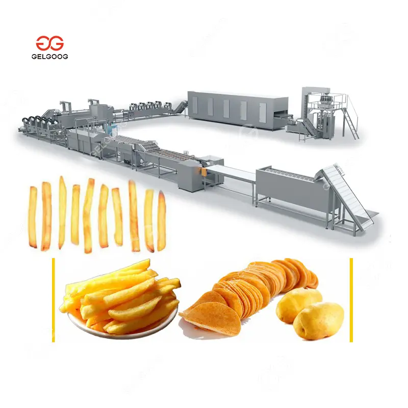 निर्माताओं औद्योगिक 100kg/एच स्वत: जमे हुए फ्रेंच फ्राइज़ बनाने के लिए फूस आलू चिप्स संयंत्र बनाने की मशीन