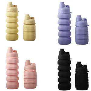 Wholesale Silicone Collapsible Water Drinking Bottles Portable Folding Leakproof Sports Water Bottle