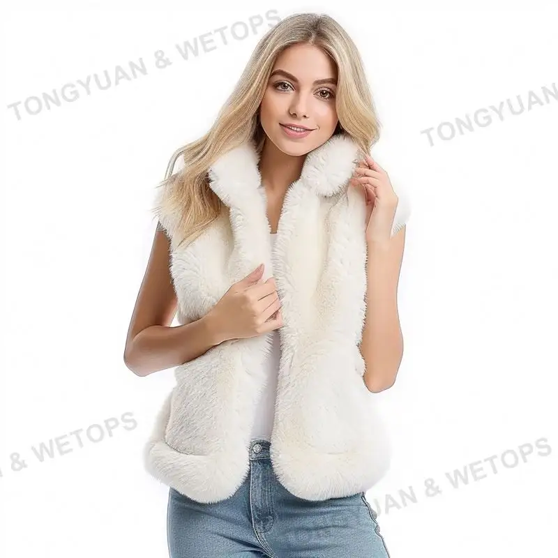 Nouveau gilet en peluche chaud et décontracté avec Logo personnalisé pour femme, gilet en fourrure