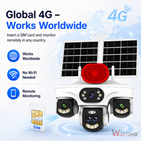 Caméra solaire Wistino 16MP AOV 4G avec carte SIM, quatre objectifs, 3 PTZ, batterie 16000mAh, enregistrement vidéo 24/7, vision nocturne couleur