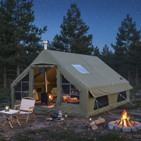 Tente gonflable de luxe 3x4m pour l'extérieur, imperméable, en tissu Oxford, quatre saisons, monocouche, avec hublot et port pour poêle, montage rapide et automatique