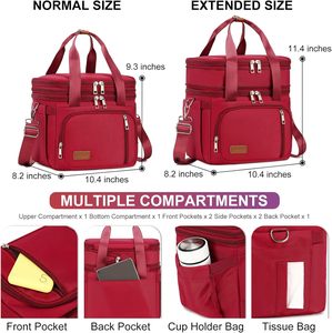 Free Sample HDPE Shoulder Bag Large Capacity Waterproof Insulation Eco-Friendly Picnic <b>Cooler</b> Lunch Box <b>Ice</b> <b>Pack</b> - Product Image 5