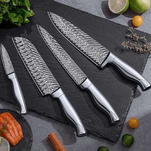 Juego de Cuchillos de Cocina Premium de 14 Piezas de Acero Inoxidable, Cuchillos de Carnicero y Chef, Mangos Ambidiestros, Hojas Pulimentadas, Madera - Product Image 2