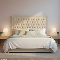 Maßgefertigtes Neues Apartment-Hotel-Bett-Kopfteil mit Klassischem Design, Kingsize-Stoff-Kopfteil mit Knopfverzierung