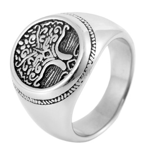 Yunnique – bague en argent et or pour hommes, en acier inoxydable, motif géométrique d'arbre de vie, bijoux cadeau - Product Image 5
