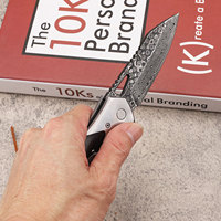 Couteau de poche EDC en acier damas, nouveau style, pliable, pour le camping, la pêche et la survie, avec manche en bois