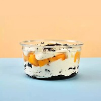 Custom Logo Wegwerp Plastic Huisdier Ronde Deli Bakjes Cake Yoghurt Salade Kopjes Dessert 16 Oz Dome Deksel Acai Kom