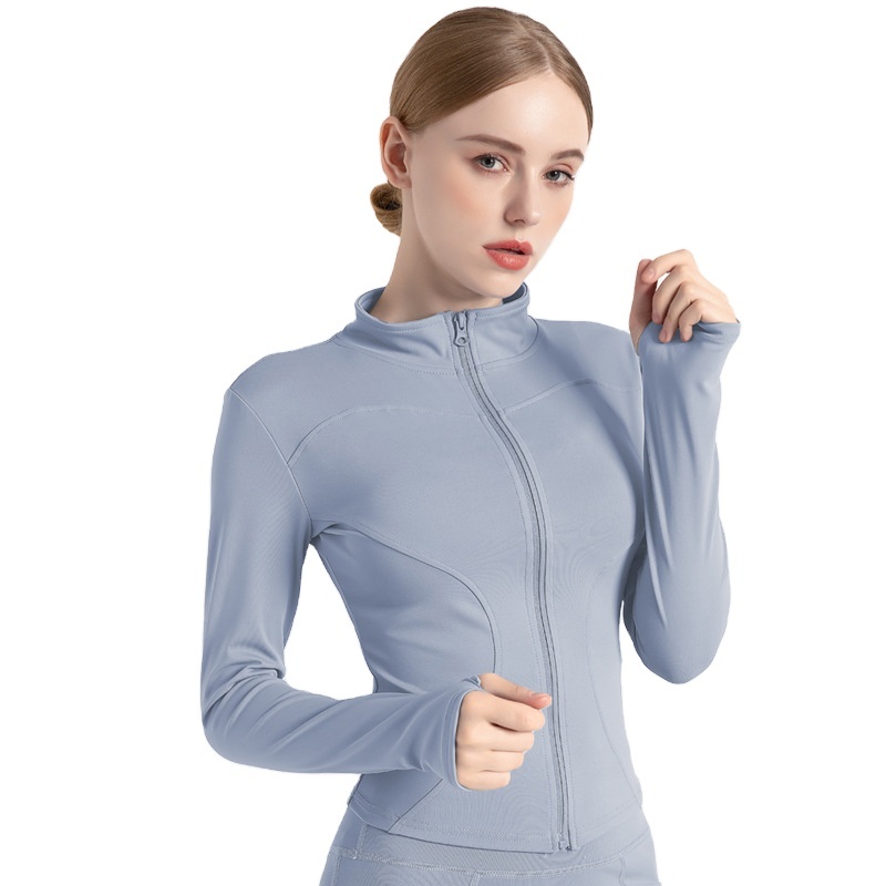 Stitching Zipper Sports Coat Stand Collar Slim-fit Yoga Top Fitness Jacket