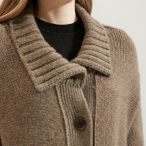 Weshallo Manteau d'hiver épais <span class=keywords><strong>en</strong></span> tricot épais <span class=keywords><strong>fait</strong></span> <span class=keywords><strong>main</strong></span> sur mesure <span class=keywords><strong>en</strong></span> <span class=keywords><strong>laine</strong></span> de yak et cachemire de chèvre pour <span class=keywords><strong>femme</strong></span> - Product Image 4