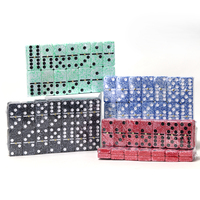 Dominos professionnels personnalisés en marbre bleu veiné double six, 28 pièces, blocs de dominos en marbre coloré pour les jeux de société de puzzle pour enfants