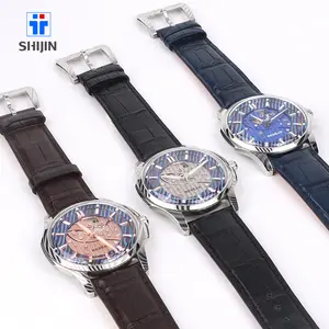 Luxus Damaszener Stahl automatik-Herrenuhr echter Krokodillederband automatisches Uhrwerk mechanische Armbanduhren für Herren