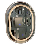 Miroir de salle de bain intelligent LED moderne de luxe avec écran tactile, anti-buée, en verre trempé, garantie 5 ans, 600x800mm, ovale, pour hôtel et appartement