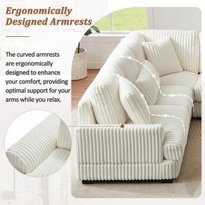 Modular Oversized U-shaped Sectional <b>Sofa</b> Set with Chaise Lounge and <b>Sofa</b> <b>Bed</b> Modern Design Corduroy Upholstery - Product Image 4