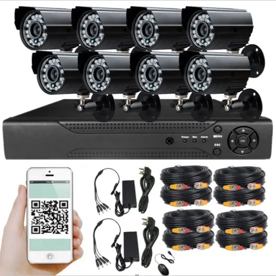 1080P HD caméra kits 8ch ahd dvr kit sécurité cctv caméra système avec balle extérieur 1080p 2mp hd caméra système