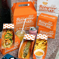 Boîte en papier personnalisée pour hot-dogs, plateau d'emballage pour snacks de rue, emballage à emporter pour restauration rapide, boîte à corn-dogs
