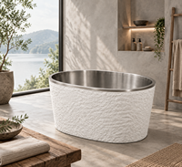 Baignoire de trempage à froid de luxe en marbre avec intérieur en acier inoxydable 304, spa de récupération extérieur pour bain de glace