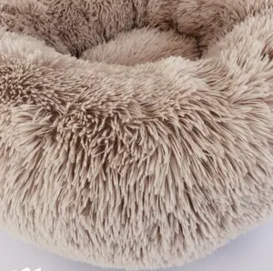 Calming Shag Vegan Faux Fur Pet Bed Deep Sleep Donut Cuddler Dog Bed Cama Para Mascota
