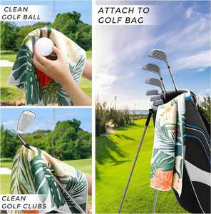 Serviette de golf gaufrée en microfibre de luxe, design gratuit, logo personnalisé avec trou central - Product Image 2
