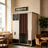 Photomaton en bois rétro, kiosque en bois avec écran tactile, appareil d'impression, dimensions personnalisées, ensemble complet, exportation, photomaton en bois rétro