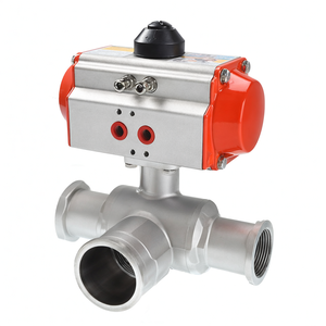 Vente de liquidation B2B COVNA DN40 1,5 pouces Vanne à bille sanitaire pneumatique à 3 voies avec raccord Tri-Clamp en acier inoxydable 316 - Product Image 2