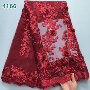 Tessuto di pizzo africano con paillettes e perline all'ingrosso in Tulle francese pizzo a rete per cucire donne abiti da sposa 4166 - Product Image 5