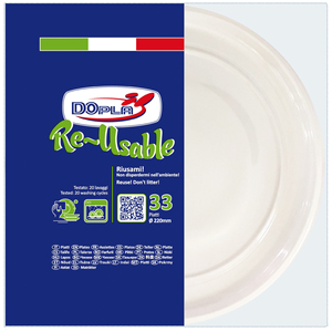 SET DI 33 PIATTI PIATTO IN PLASTICA, DIAMETRICO 22CM, BIANCO - Product Image 1