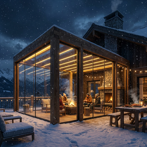 Pérgola de Aluminio Resistente a la Carga de Nieve, Techo Eléctrico, Resistente a Huracanes, Pabellón Invernadero <span class=keywords><strong>para</strong></span> Balcón, Canadá, Europa del Norte - Product Image 1