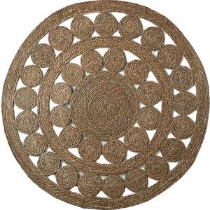 Tapis rond tissé à la main en nénuphar naturel, design ajouré à double anneau, pour salon, chambre, location de <span class=keywords><strong>vacances</strong></span>, hôtel - Product Image 4