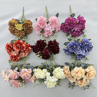 Buket Bunga Sutra Peony Kecil 9 Tangkai Buatan Murah untuk Dekorasi Pesta Pernikahan Natal & Tahun Baru