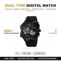 Jam Tangan Digital SKMEI 2202 Hitam Emas Tali Silikon 71.7g Ringan Casing ABS Penghitung Waktu Mundur Lampu Latar EL Tahan Air 50M