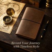 Diario de Viaje de Cuero Recargable Estilo Vintage con Cubierta Grabada con Diseño de Viaje al Redor del Mundo, Logotipo Personalizado, Venta al Por Mayor