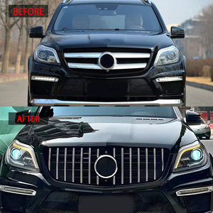 Parrilla Delantera Mercedes-Benz Estilo Vertical Negra con Franjas Plateadas para GL X166 2013-2015 Material ABS - Product Image 2