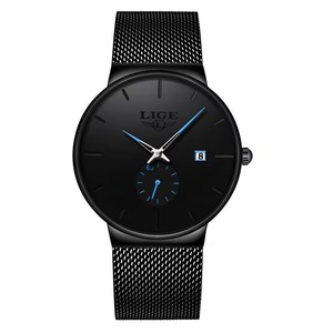 Montre pour homme de style business, bracelet en acier inoxydable, résistance à l'eau 3BAR, épaisseur du boîtier 10 mm, aiguille rouge, montre à quartz - Product Image 4
