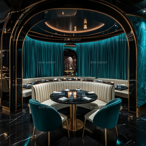 Arredamento di Lusso Moderno per Hotel, Caffetteria e <span class=keywords><strong>Ristorante</strong></span>: Tavolo in Marmo, Sedie e Panca Curva in Pelle <span class=keywords><strong>Bianca</strong></span> per 3-4 Persone - Product Image 2