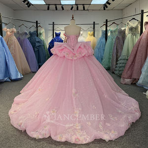 <span class=keywords><strong>Robe</strong></span> de Quinceanera pour <span class=keywords><strong>adulte</strong></span> <span class=keywords><strong>robe</strong></span> dos nu traînant 3D fleur décalcomanie grand ourlet <span class=keywords><strong>robe</strong></span> de <span class=keywords><strong>princesse</strong></span> douce Dy6878 - Product Image 4