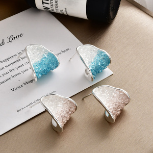 Pendientes de cristal de plata 925 con cristales naturales para mujer, uso diario - Product Image 2