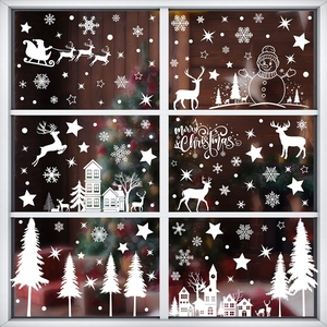 Ensemble d'autocollants statiques pour fenêtres de Noël Winter Wonderland, rennes et sapins enneigés, pour vitres et murs, décoration de maison pour les fêtes - Product Image 3