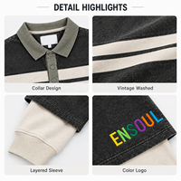 T-shirts pour hommes surdimensionnés à manches longues, style streetwear, avec fermeture éclair, coupe ample, à rayures vintage, graphiques et blocs de couleur, personnalisables OEM/ODM de qualité supérieure