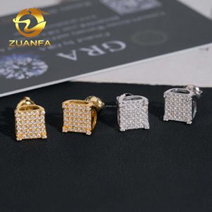 GRA Certificate Bulk Stock in America Warehouse Fashion Jewelry Iced Out S925 Screw <strong>Back</strong> VVS1 Moissanite Square Stud <strong>Earrings</strong> - Product Image 4