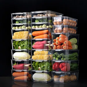 Organisateurs de réfrigérateur de haute qualité support de stockage d'oeufs transparent en plastique organisateur d'oeufs de cuisine