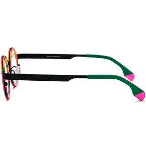 Monture de lunettes ronde sans monture en titane et matériaux mixtes, style punk unisexe, pour lunettes de lecture avec verres en PC, avantage pour le gaming - Product Image 4