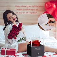 Boîte à bijoux en forme de rose éternelle en gros, faible MOQ, pour cadeau de la Saint-Valentin