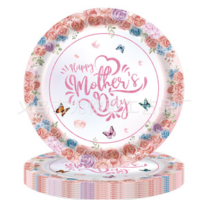 Articles de fête floraux pour la fête des mères, nappes jetables, assiettes en papier, gobelets, serviettes, ensemble de couverts, 60-80 pièces, respectueux de l'environnement - Product Image 3