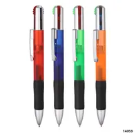 القلم متعدد الألوان قلم حبر جاف بلاستيكي القلم مع 4 ألوان الحبر For الترويجية شعار شخصي