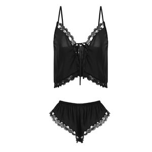 Nuevo verano cómodo Cool Sexy Strap Shorts Pijama Set Mujer Ice Silk Home Clothes Set - Product Image 3