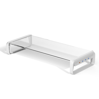 2024 nouveau design ordinateur de bureau moniteur riser organisateur USB verre transparent robuste studio moniteur support pour bureau